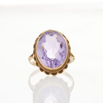 9ct Yellow Gold, 3.60ct Amethyst Ring