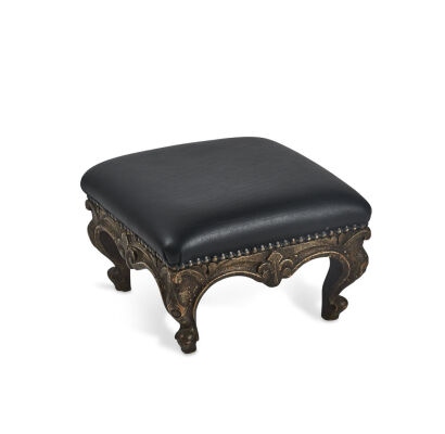 Tiny Louis Style Footstool with leather top