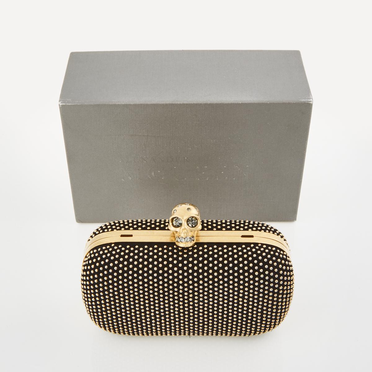 Vintage Alexander McQueen Studded Leather Hexagon Skull Clutch