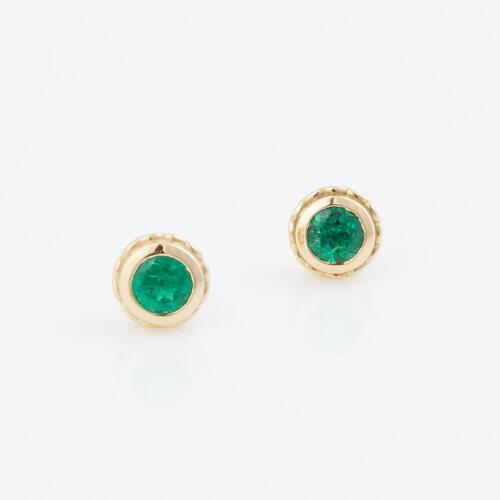 18ct Yellow Gold, .53ct Emerald Stud Earrings