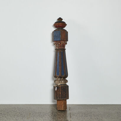 A Solid Kauri Carved Newel Post