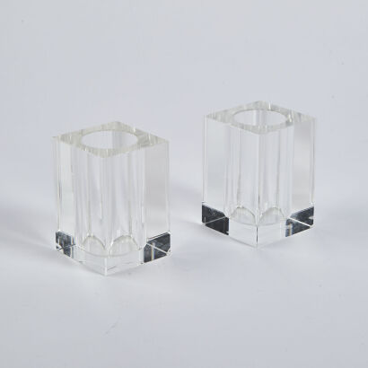 A Pair Of Murano Style Cubist Vases