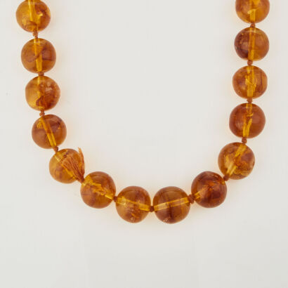 A String of 18.5mm Natural Amber - Necklace Length