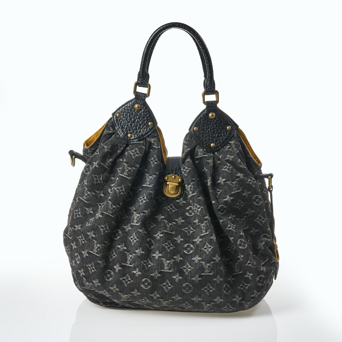 Authenticated Louis Vuitton Monogram Mahina XS Black Denim Fabric Crossbody  Bag