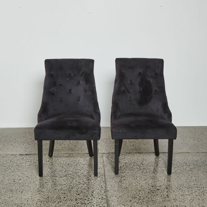 A Pair Velvet Hollywood Regency Style Chairs With Studded Detailing