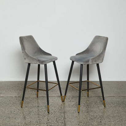 A Pair Of Button Back Regency Moderne Barstools