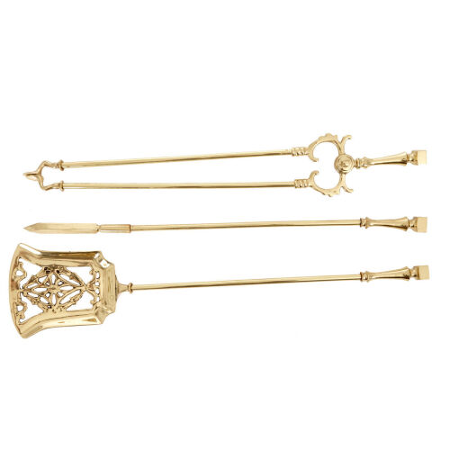 A Fine Set of Brass Fire Implements with Matching Stands