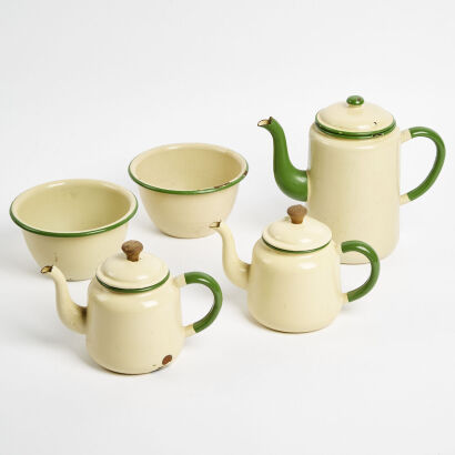 A Collection Of Five Enamelware