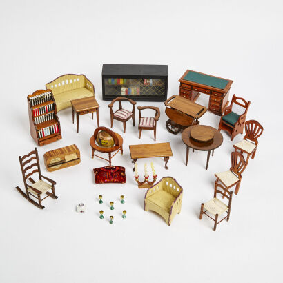 A Collection Of Antique Dolls Furniture
