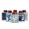 Six Blue and White Tea Caddies