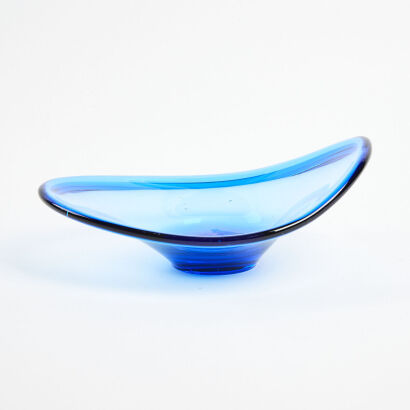 A Blue Biomorphic Art Glass Bowl Af