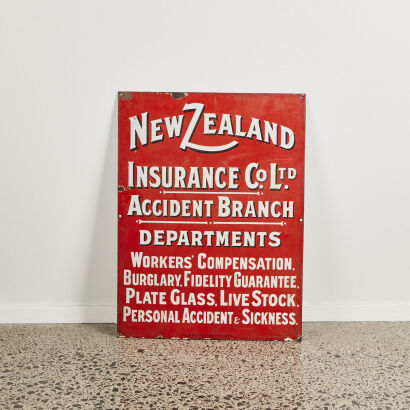 A New Zealand Insurance Accident Branch Enamel Sign