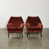 A Pair Of Low Slung American Mid-Century Chairs In The Style Of Adrian Pearsall Newly Upholstery