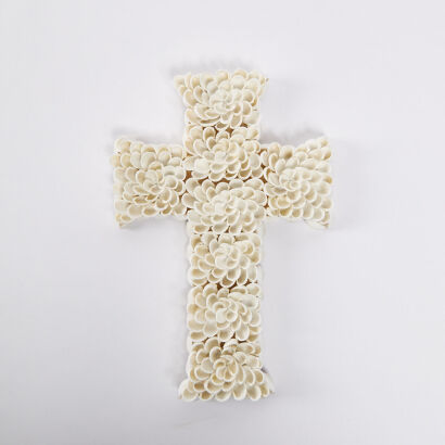 A Folk Art White Shell Cross