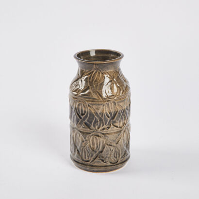 A Vintage Carved And Glazed Studio Pottery Vase