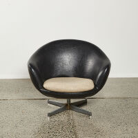 A Sixties Low Black Vinyl Tub Chair