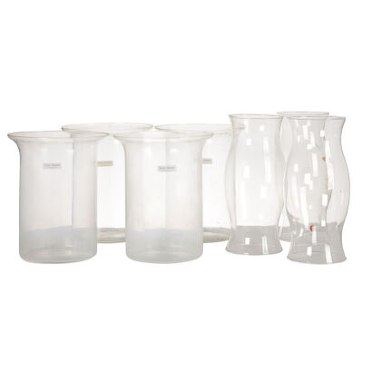 Seven Glass Shades and Vases