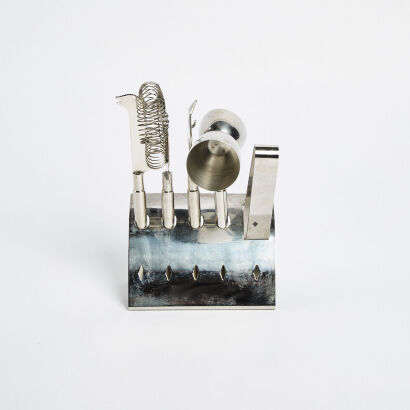A Bar Tool Set And Stand