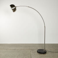 A Large Arco Style Lamp With Black Marble Base