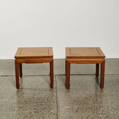 A Pair Of Ming Style Side Tables In Solid Rosewood