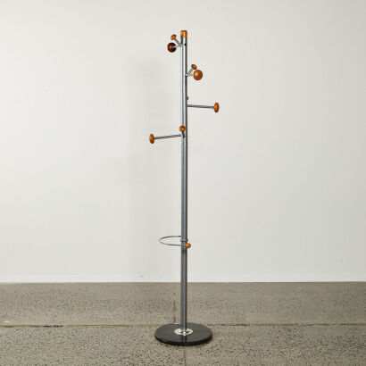 An Atomic Style Coatstand With Marble Base