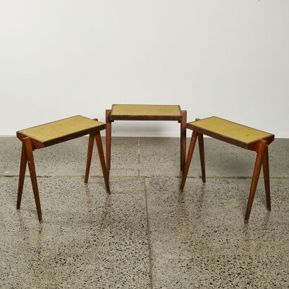 A Trio Of Vintage Bob Roumeka Style Compass Leg Side Tables