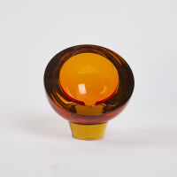 A Mid Century Murano Spherical Cut Away On Pedestal Art Glass Ashtray