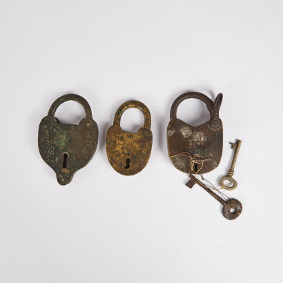 Three Antique Locks and Keys