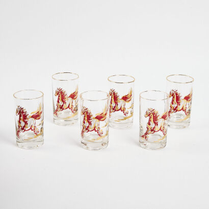 A Set Of Six Libbey Style Horse Glasses