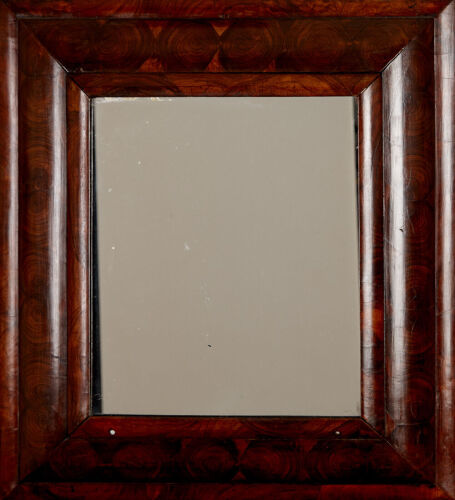 A Rare William & Mary Period Walnut Oyster Veneer Cushion Mirror