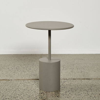 A Modern Designer End Table With Cylindrical Base in Grey