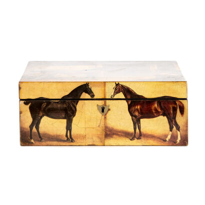 A 19th Century Découpage Jewellery Box - Horses