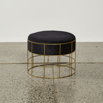 A Gold And Black Velvet Stool