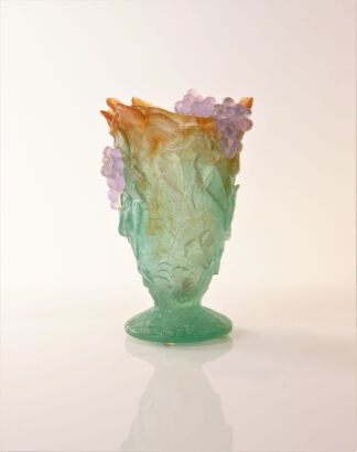 A Daum France 'Grape Vine' Crystal Vase