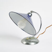 A Mid-Century Table Lamp With Blue Enamel Shade