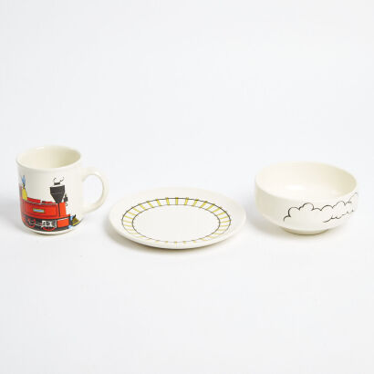 A Crown Lynn Tootle Train Breakfast Set