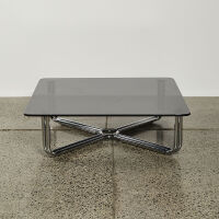 A Seventies Italian Chrome And Smoked Glass Coffee Table In The Style Of Giancarlo Frattini