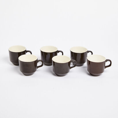 A Set Of Six Crown Lynn Coffee Cups