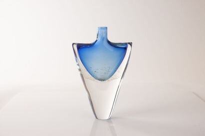 A Triangular Double-Wall Glass Vase