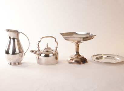 A Lot of Four Pieces of Walker and Hall Plated Silver