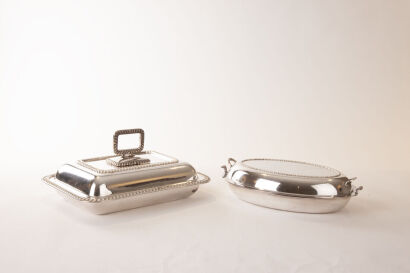 A Pair of Silver-Plated Lidded Serving Dishes&nbsp;