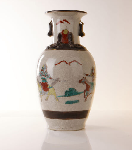 A Famille Verte Two-Handled Warrior Vase