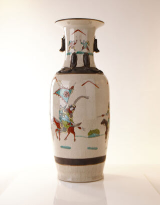 A Famille Verte Two-Handled Warrior Vase