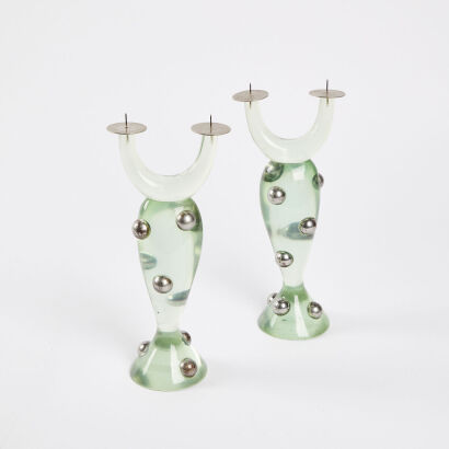 A Pair Of 80s Surrelist Candle Holders