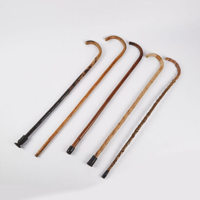 A Collection Of Five Vintage Walking Sticks
