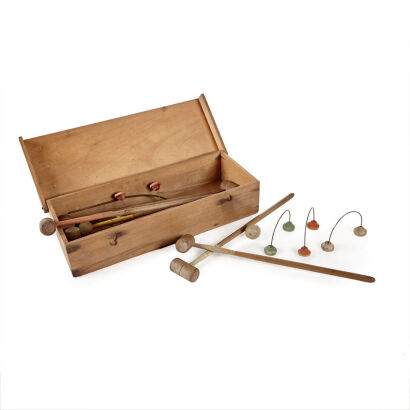 A Vintage Miniature French Croquet Set