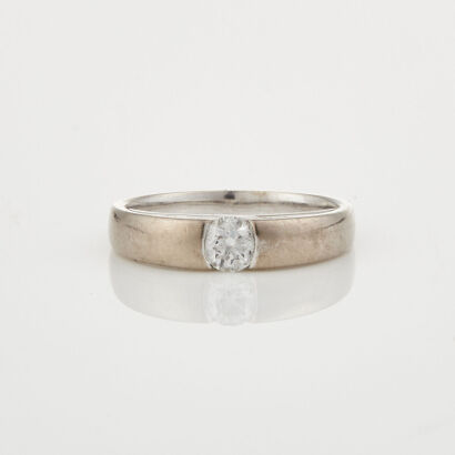 18ct White Gold, Tension Set, .30ct Diamond Ring.