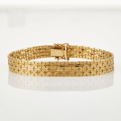 9ct Yellow Gold, Vintage 19cm Flat Link Bracelet
