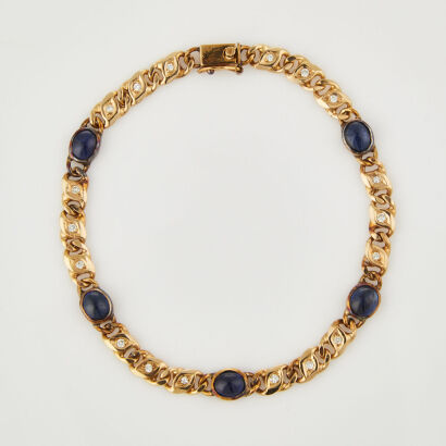 14ct Yellow Gold, Vintage 2.00ct Sapphire and .22ct Diamond Bracelet.