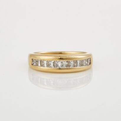 18ct Yellow Gold, 1.00ct Princess Cut Diamond Band